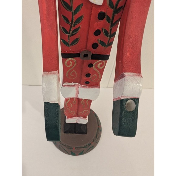 Vintage Santa Claus Figurine Hand Carved Wood Jointed Arms Folk Art 17" Tall - Picture 10 of 14